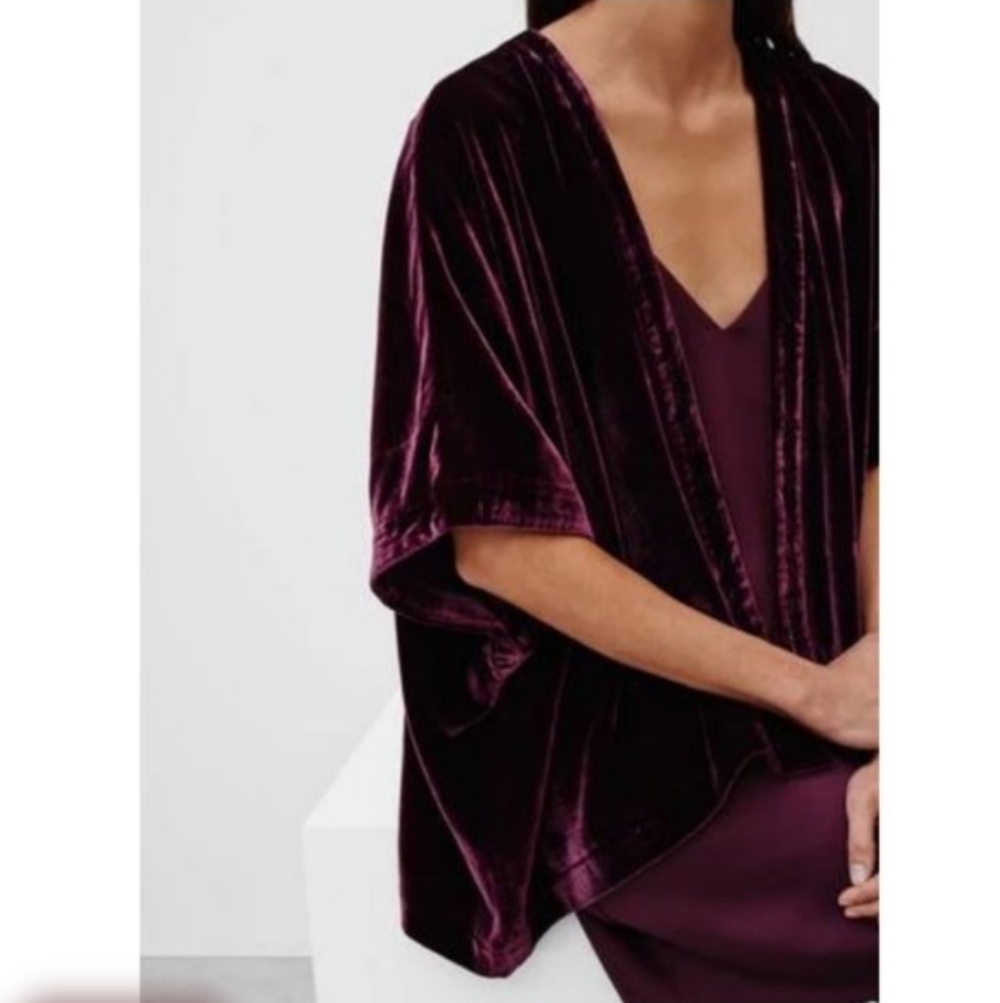 Aritzia Talula Velvet Fawkner Dolman Open Kimono Cardigan Burgundy XXS XS - Picture 11 of 11